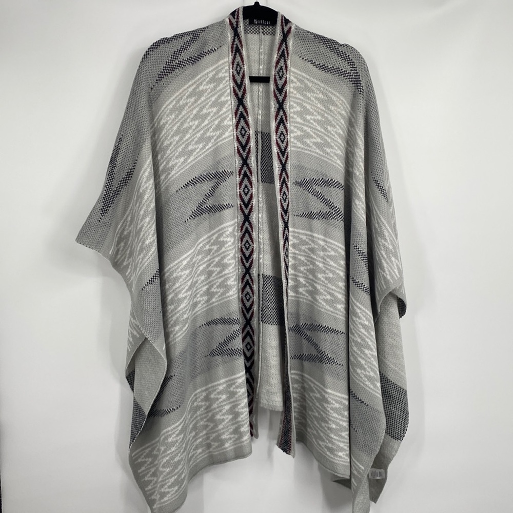 ii Sisters Abstract Grey Shawl One Size Fits All